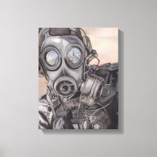 Apocalypse Prepper in Gas Mask Art Piece Canvas Print