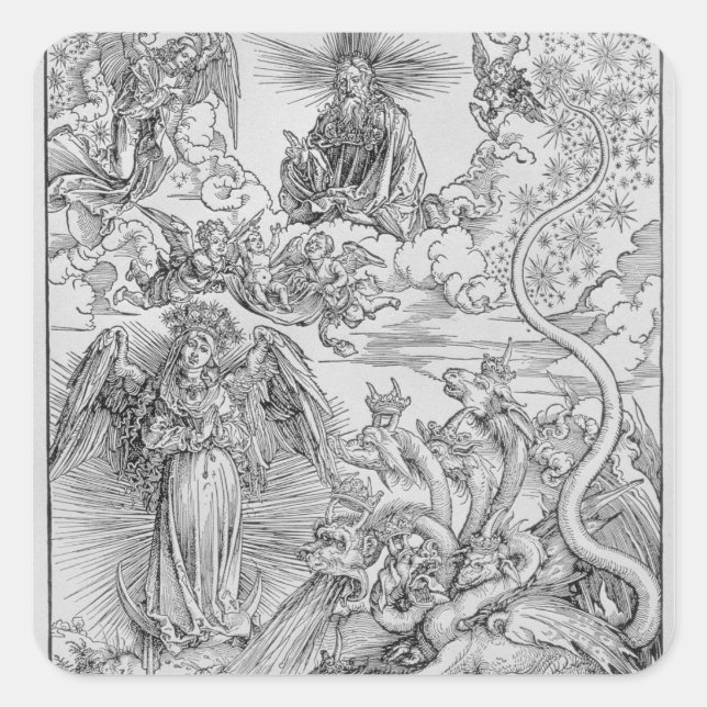 Apocalyptical scene square sticker (Front)