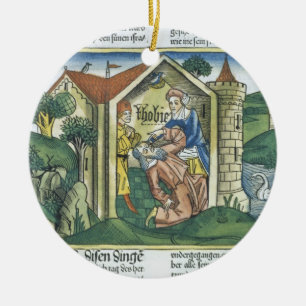 Apocrypha: Tobit is blinded by sparrow's droppings Ceramic Ornament