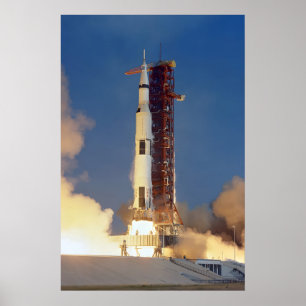 Apollo1 Saturn V Rocket Launch Historic Moon Poster