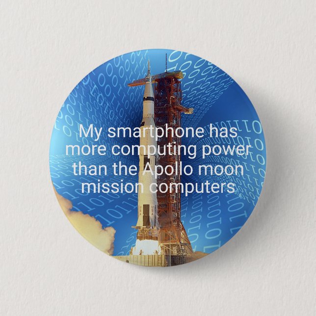Apollo 11 Computing Power 2 Inch Round Button (Front)