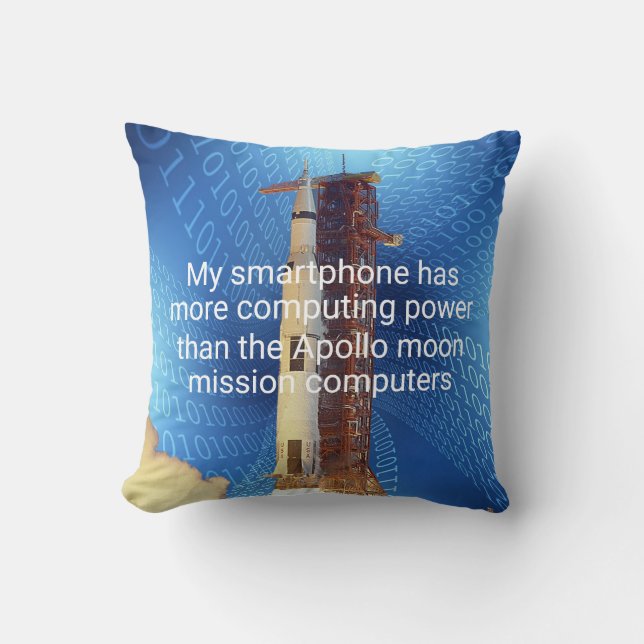 Apollo 11 Computing Power Throw Pillow (Front)