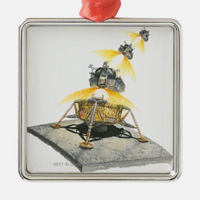 Apollo 11 Eagle module taking off from the Moon Metal Ornament (Front)