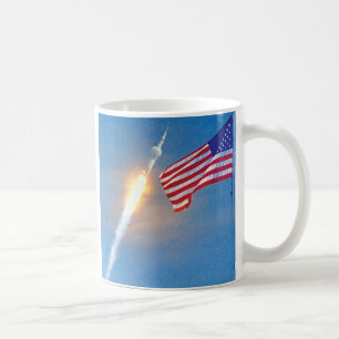 Apollo 11 launch with American Flag Coffee Mug