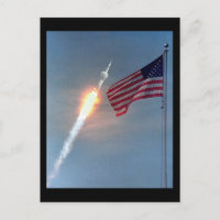 Apollo 11 launch, with flag, NASA
