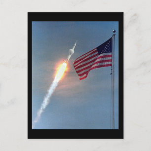 Apollo 11 launch, with flag, NASA Postcard