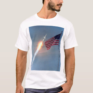 Apollo 11 launch, with flag, NASA T-Shirt