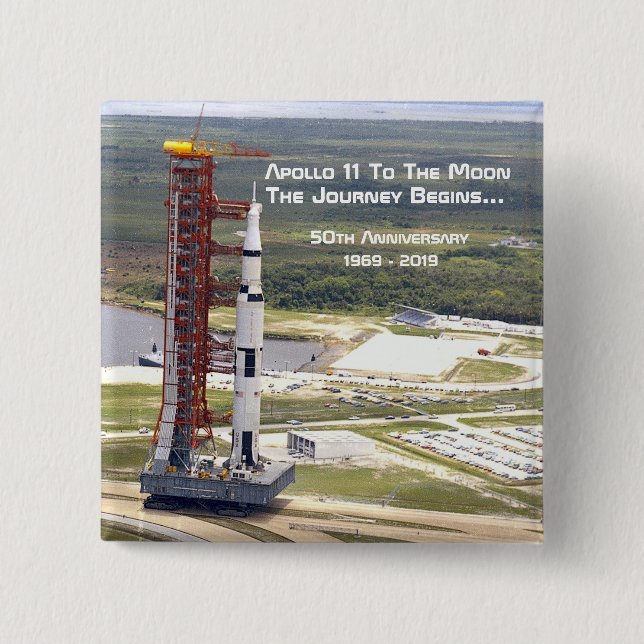 Apollo 11 Mission to the Moon Anniversary 2 Inch Square Button (Front)