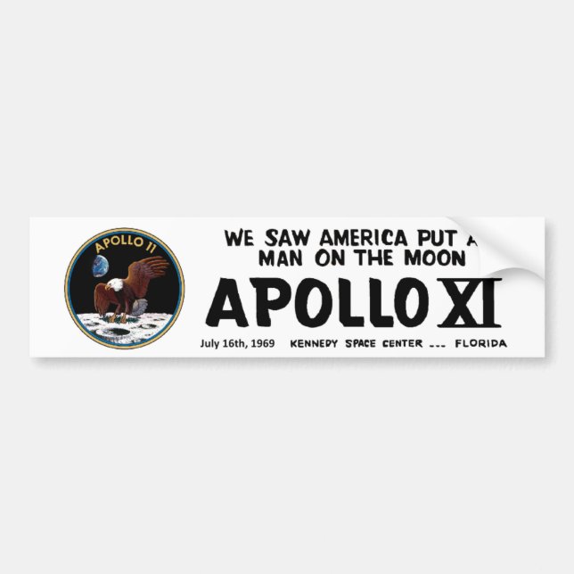 APOLLO 11 MOON LANDING BUMPER STICKER (Front)