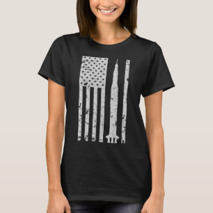 Apollo 11 Saturn V Rocket Vintage Flag Space Astro T-Shirt