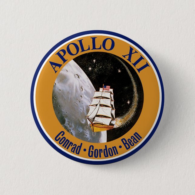 Apollo 12 Mission Patch Logo 2 Inch Round Button (Front)