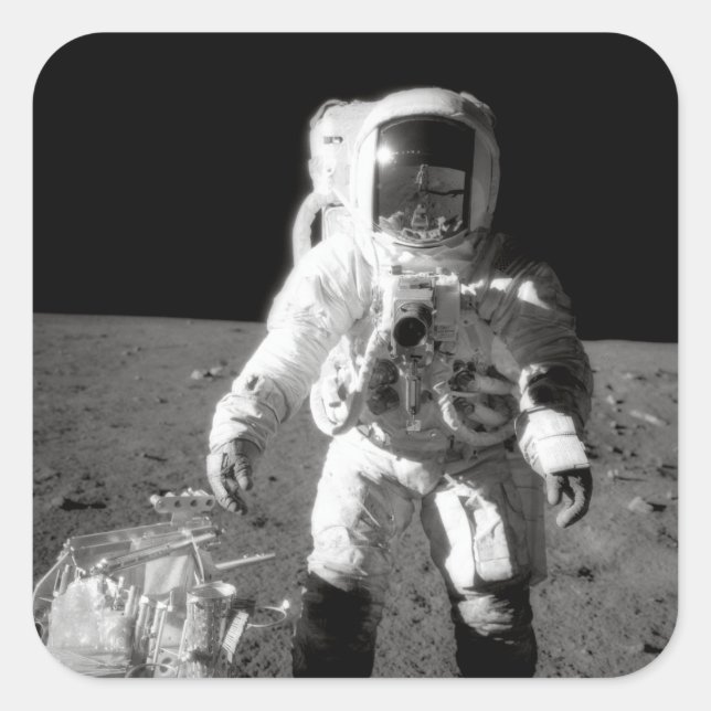 Apollo 12 Moonwalk Square Sticker (Front)