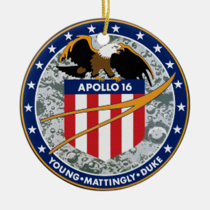 Apollo 16 NASA Mission Patch Logo Ceramic Ornament