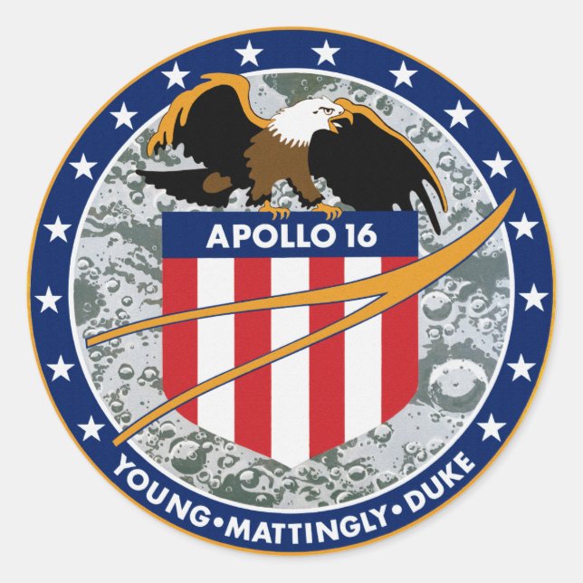 Apollo 16 NASA Mission Patch Logo Classic Round Sticker (Front)