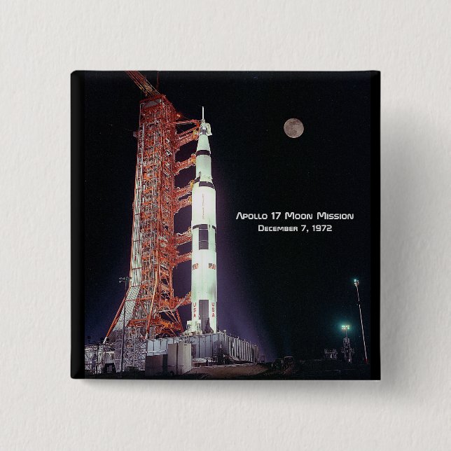 Apollo 17 Moon Mission 2 Inch Square Button (Front)
