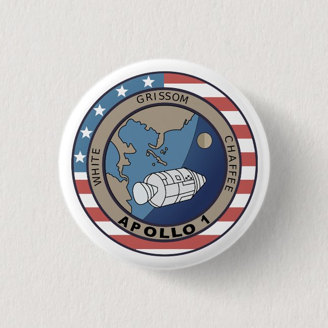 Apollo 1 Mission Patch  1 Inch Round Button (Front)