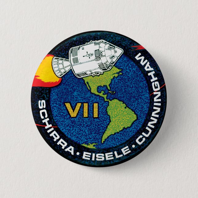 Apollo 7 NASA Mission Patch Logo 2 Inch Round Button (Front)