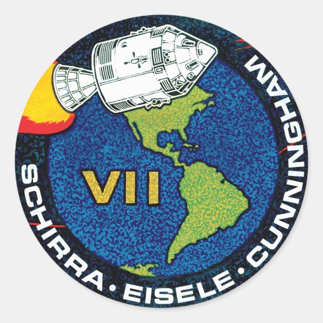 Apollo 7 NASA Mission Patch Logo Classic Round Sticker (Front)