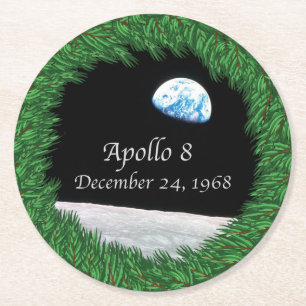 Apollo 8 Christmas Eve Moon Mission Round Paper Coaster