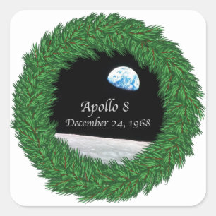 Apollo 8 Christmas Eve Moon Mission Square Sticker