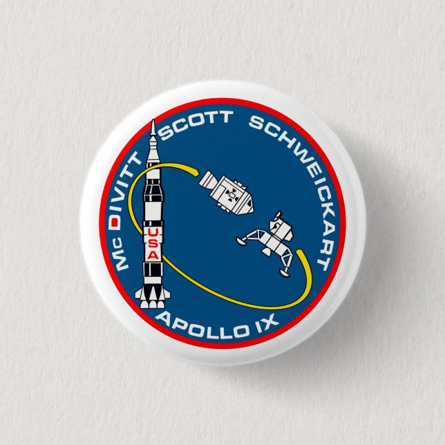 Apollo 9 mission patch  1 inch round button (Front)