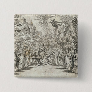 Apollo about to attack the python, from 'La Pelleg 2 Inch Square Button