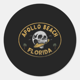 Apollo Beach Florida Fl Vintage Surf Front And Ck Classic Round Sticker