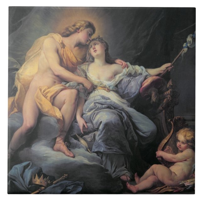 Apollo caressing the nymph Leucothea (oil on canva Tile (Front)