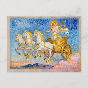 Apollo in Sun Chariot Holding a Golden Harp Postcard