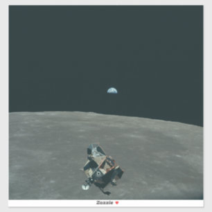 Apollo Lunar Lander and Earthrise Over Moon    