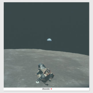 Apollo Lunar Lander and Earthrise Over Moon    