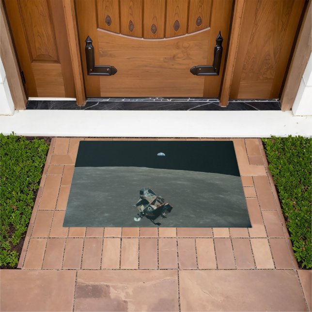 Apollo Lunar Lander and Earthrise Over Moon     Doormat (Outdoor)