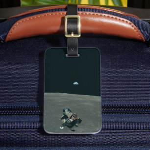 Apollo Lunar Lander and Earthrise Over Moon Luggage Tag