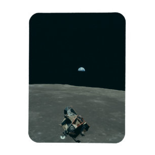 Apollo Lunar Lander and Earthrise Over Moon Magnet