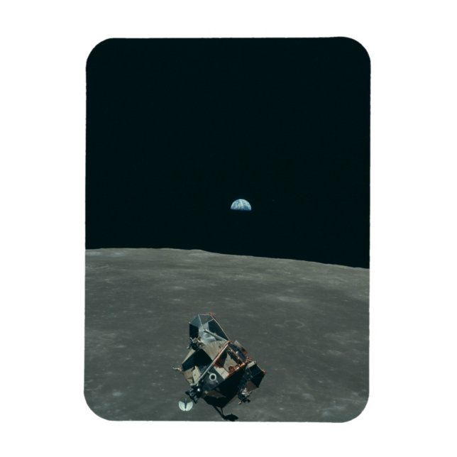 Apollo Lunar Lander and Earthrise Over Moon     Magnet (Vertical)