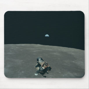 Apollo Lunar Lander and Earthrise Over Moon     Mouse Pad