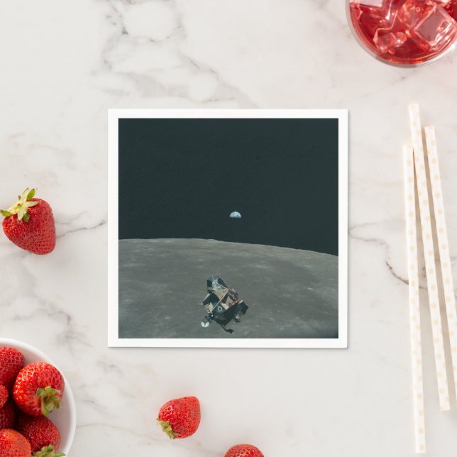 Apollo Lunar Lander and Earthrise Over Moon     Napkin (Insitu)