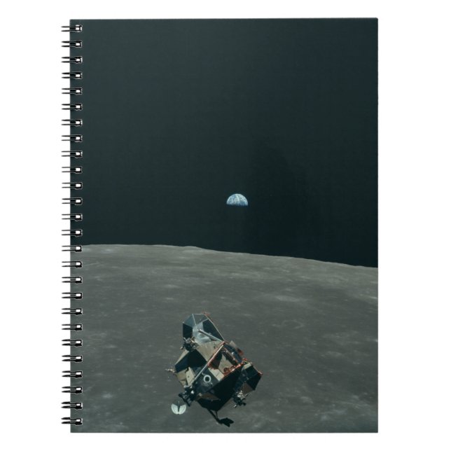 Apollo Lunar Lander and Earthrise Over Moon     Notebook (Front)