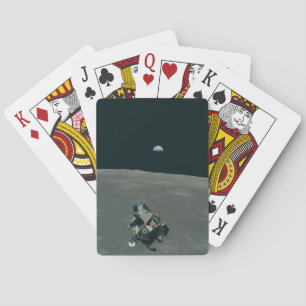 Apollo Lunar Lander and Earthrise Over Moon     Playing Cards