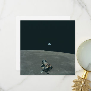 Apollo Lunar Lander and Earthrise Over Moon     Thank You Card