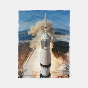 Apollo Saturn V Rocket launch to Moon 1969 Fleece Blanket