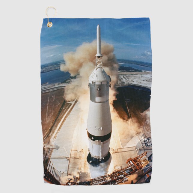 Apollo Saturn V Rocket launch to Moon 1969 Golf Towel (Front)