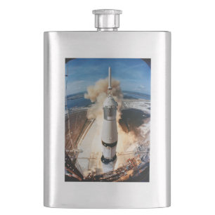 Apollo Saturn V Rocket launch to Moon 1969 Hip Flask
