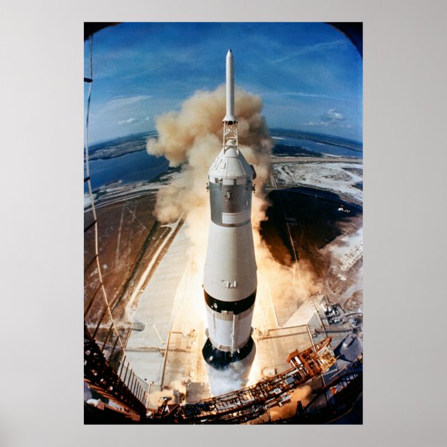 Apollo Saturn V Rocket launch to Moon 1969 Poster (Front)