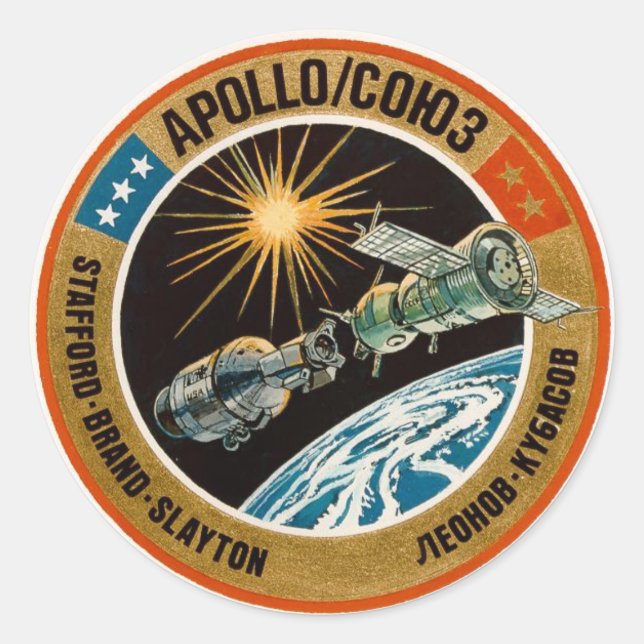 Apollo–Soyuz Test Project Classic Round Sticker (Front)