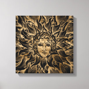 Apollo Sun God Black and Gold Canvas Print