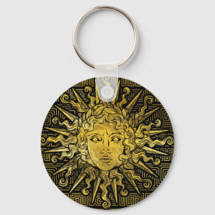 Apollo Sun Symbol on Greek Key Pattern Keychain