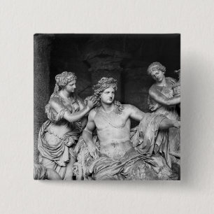 Apollo tended by nymphs in the grove of the 2 inch square button