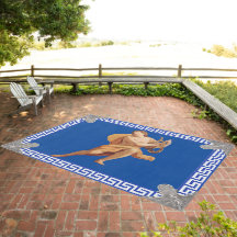 Apollo with Lyre with Greek Key in Meander Blue