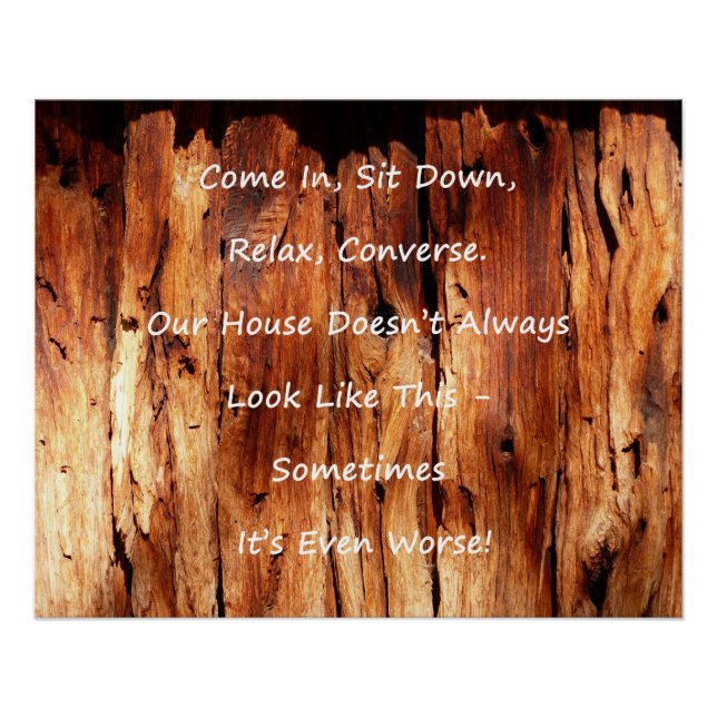 Apology For Messy House Funny Faux Wood Poster (Front)